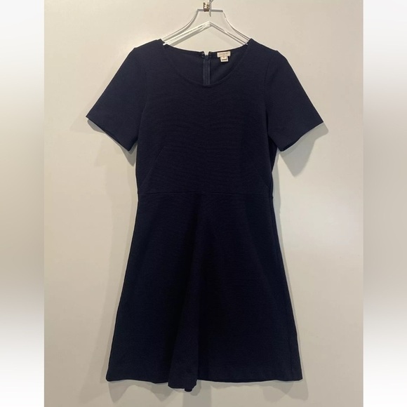 J. Crew Dresses & Skirts - J. Crew Navy Blue Ribbed Knit Fit &‎ Flare Dress Womens Size 10 (929)